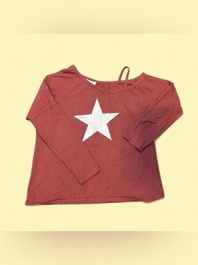 Fantastic Fawn Burgundy Long Sleeve Top with White Star